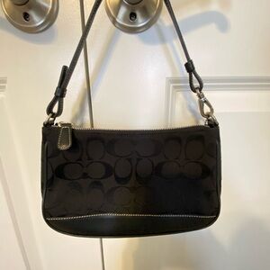 Coach purse, black signature canvas.